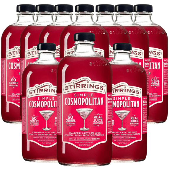 Stirrings Simple Cosmopolitan Cocktail Mix 750ml Bottles - Real Juice No Preservatives - 90 Calories - Drink Mixer