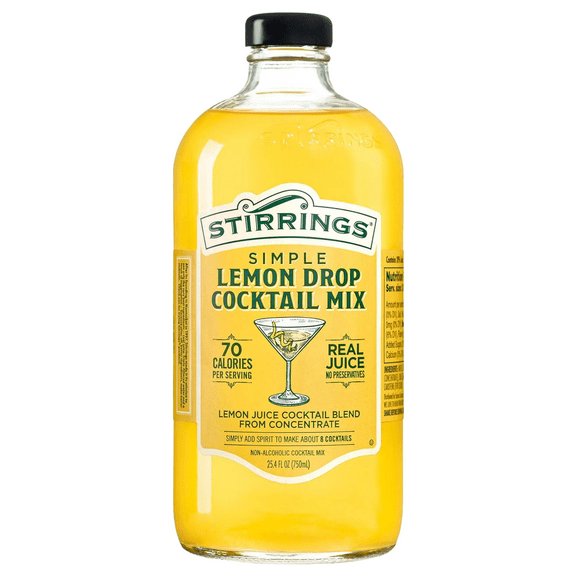 Stirrings Simple Lemon Drop Cocktail Mix 750ml Bottles - Real Juice No Preservatives - 90 Calories - Drink Mixer