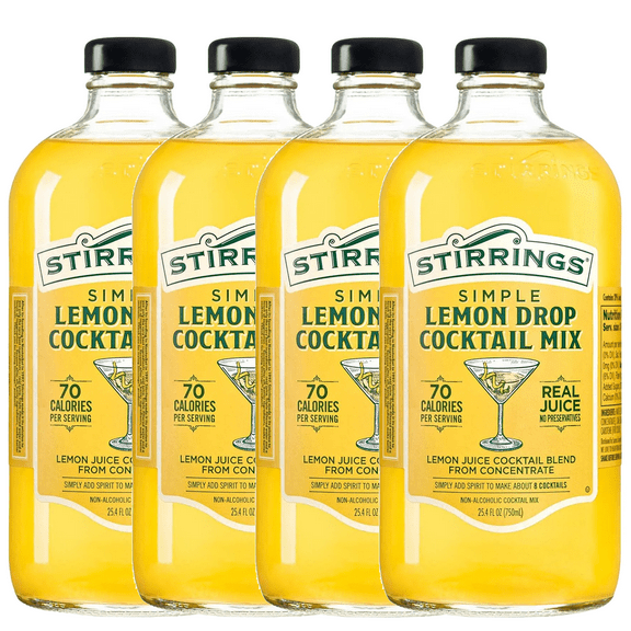 Stirrings Simple Lemon Drop Cocktail Mix 750ml Bottles - Real Juice No Preservatives - 90 Calories - Drink Mixer