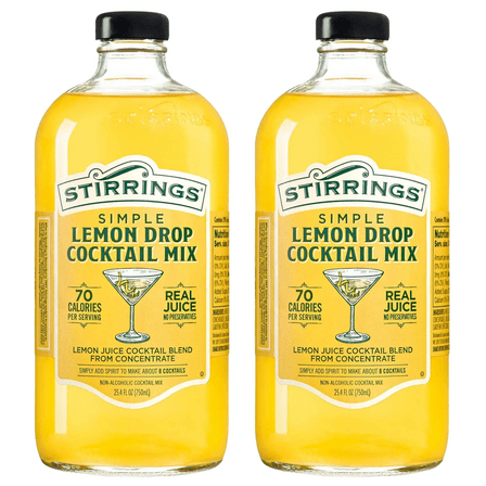 Stirrings Simple Lemon Drop Cocktail Mix 750ml Bottles - Real Juice No Preservatives - 90 Calories - Drink Mixer