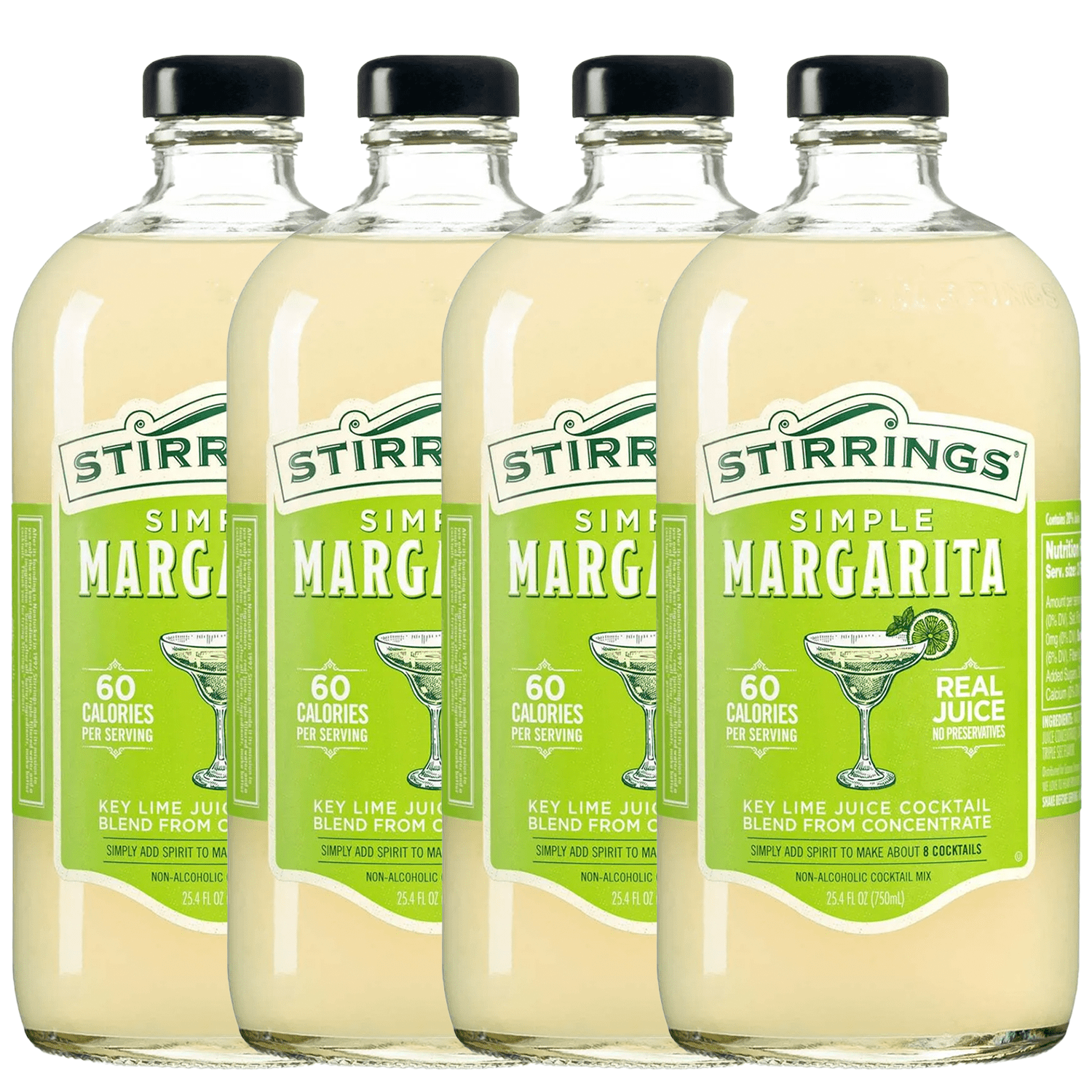 Stirrings Simple Margarita Cocktail Mix 750ml Bottles - Real Juice No Preservatives - 90 Calories - Drink Mixer