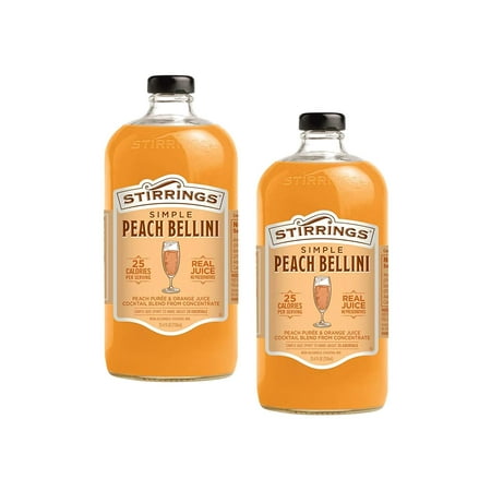 Stirrings Simple Peach Bellini Non-Alcoholic Cocktail Mix, 2-Pack 25.4 fl. oz. (750ml) Bottles