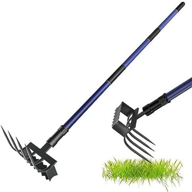 Stirrup Hoe and Cultivator Garden Tool Hula Hoe Weed Rake 2 in 1 Heavy Duty， Gardening Tools
