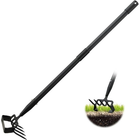 Stirrup Hoe and Cultivator, Heavy Duty Scuffle Garden Hoe with 73Inch Adjustable Handle for Weeding,Digging, Loosening Soil, Metal Garden Hula Hoe with Rake Tiller Cultivator