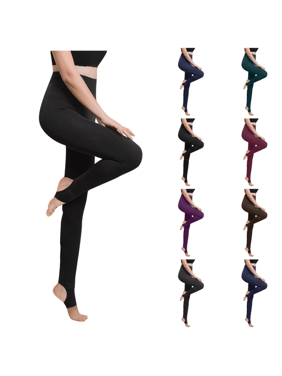 Stirrup Leggings for Women Lightweight Soft Stretch High Waisted Yoga Pants Stretchable, Slim, Solid, Breathable, Winter, Fall, Comfy, Yoga, Daily, Work, Workout Black S