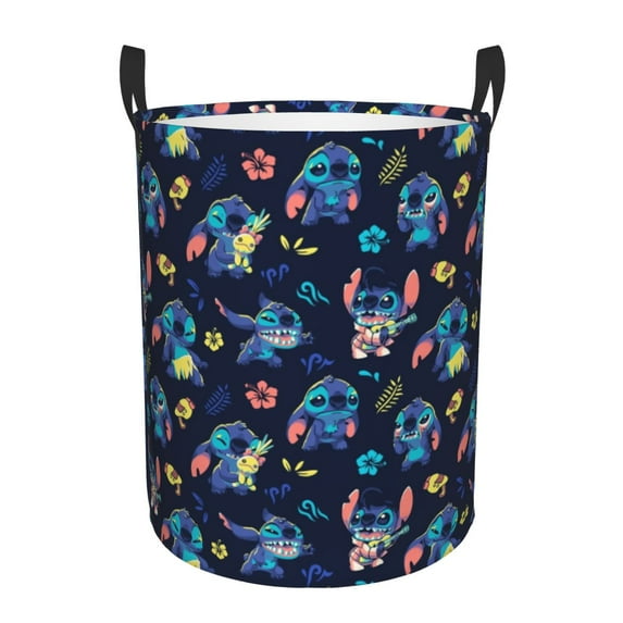 Stit-ch Cartoon Anime Laundry Basket Foldable Clothes Hamper for Baby Kids Toys Storage Bag
