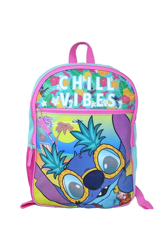 Stitch 16" Backpack with 1 Front Pocket, CHILL VIBES