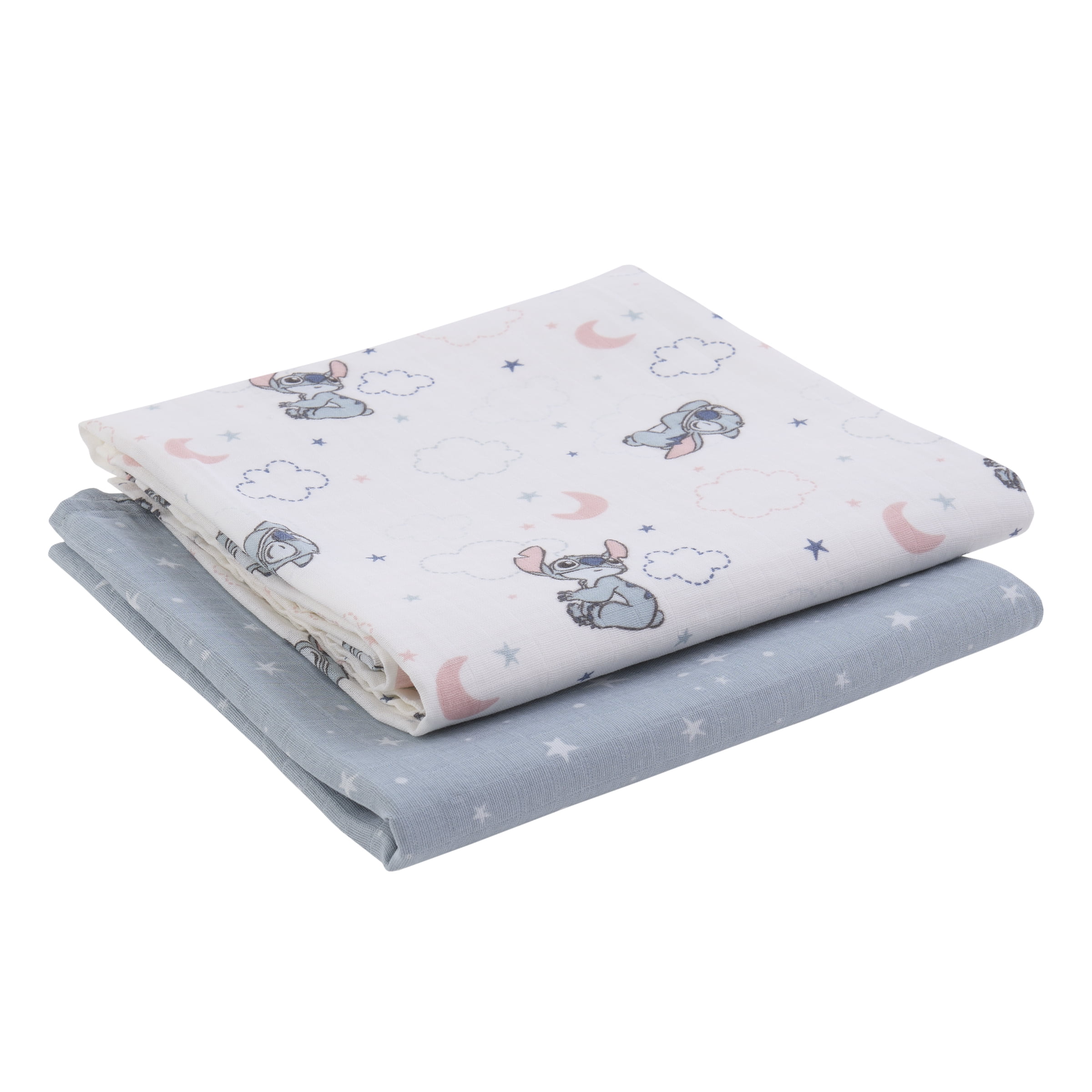 Stitch 2pk Muslin Swaddle, 100% Cotton, Blue, Infant Boy
