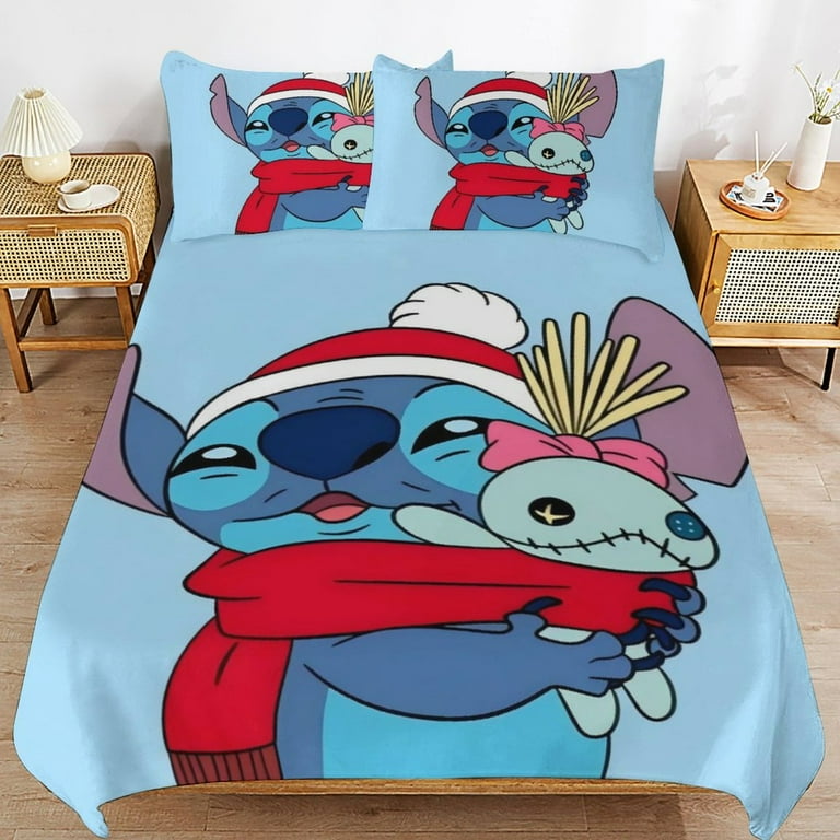 Stitch 3 piece double bedding set with quilt cover and pillows for kids and adults bedroom bed decoration