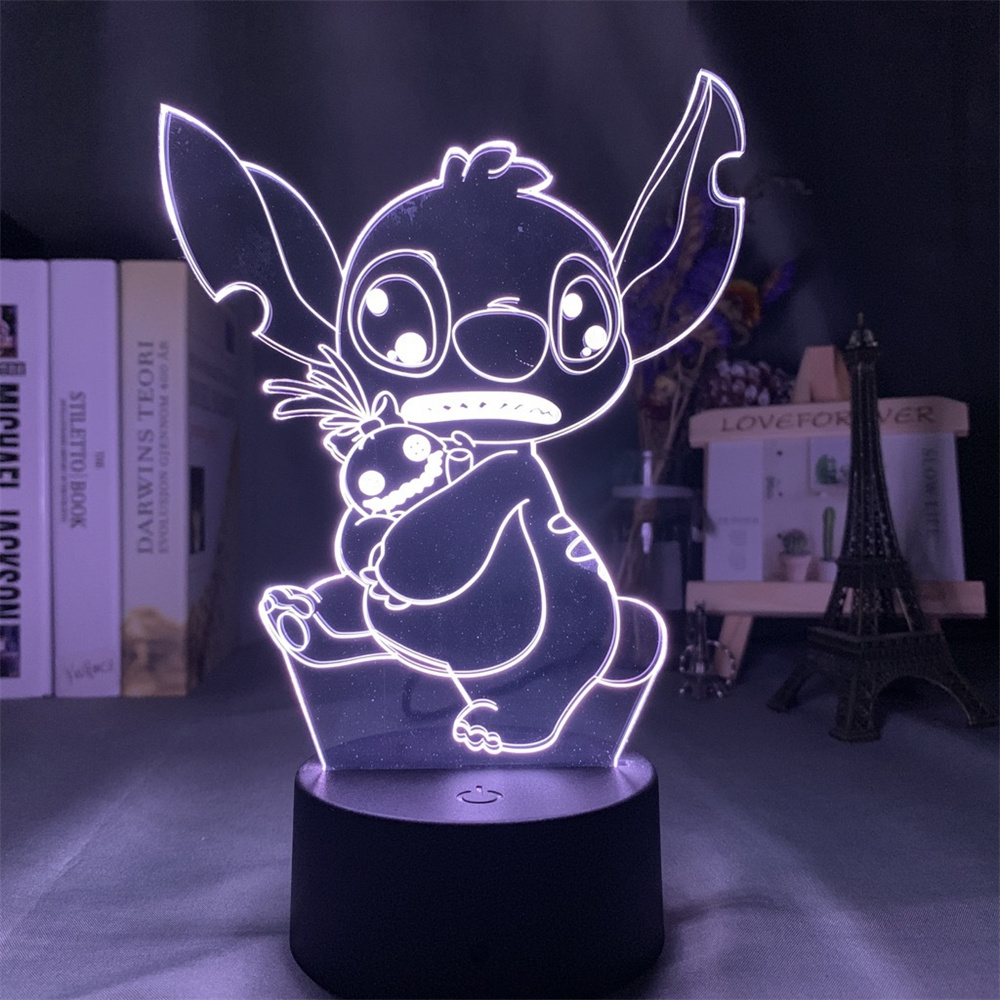 Stitch 3D Anime Character LED Optical Light, Bedroom Decor, Remote Control  Table Sleep Lamp, Visual Night Light, Kids Christmas Birthday Gift, kids 