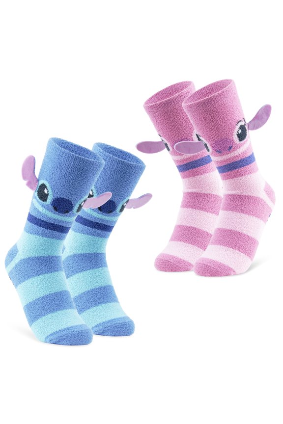 Angel & Stitch 3D Fluffy Socks Pack Of 2 Extra Warm