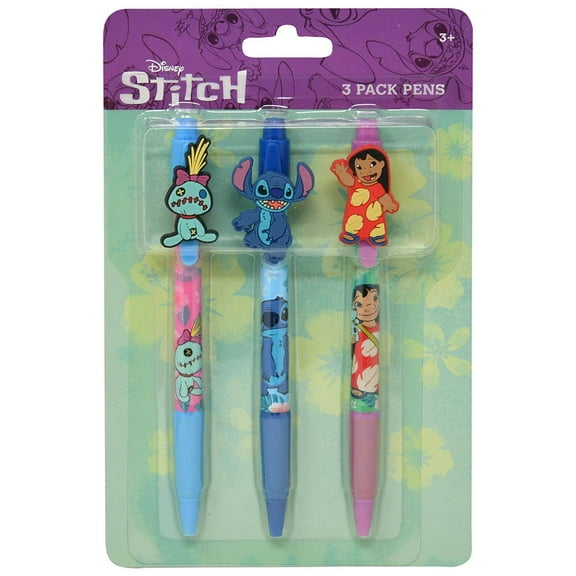 Disney Stitch 3-Pack Pens with Rubber Characters