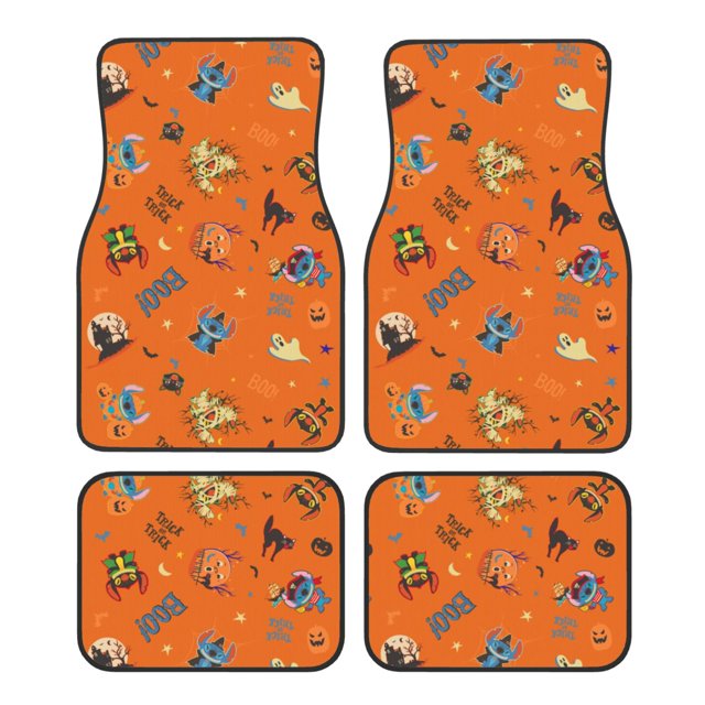 Stitch 4 Piece Car Floor Mats for Front & Rear Anime Cartoon AllSeason