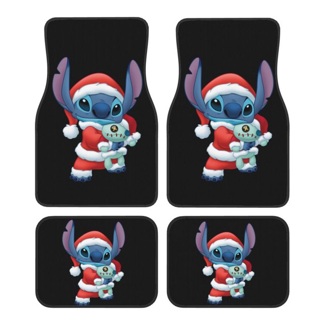 Stitch 4 Piece Car Floor Mats for Front & Rear Anime Cartoon AllSeason