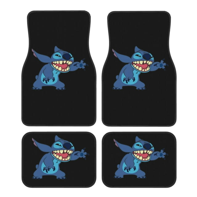 Stitch 4 Piece Car Floor Mats for Front & Rear Anime Cartoon AllSeason