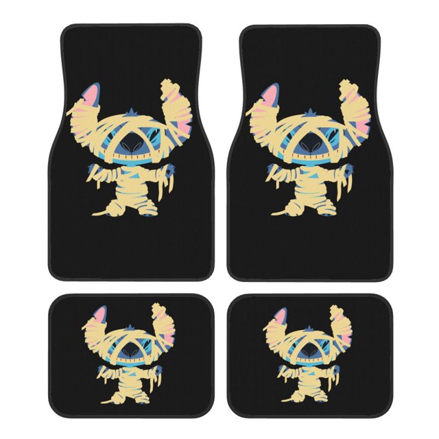 Stitch 4 Piece Car Floor Mats for Front & Rear Anime Cartoon AllSeason