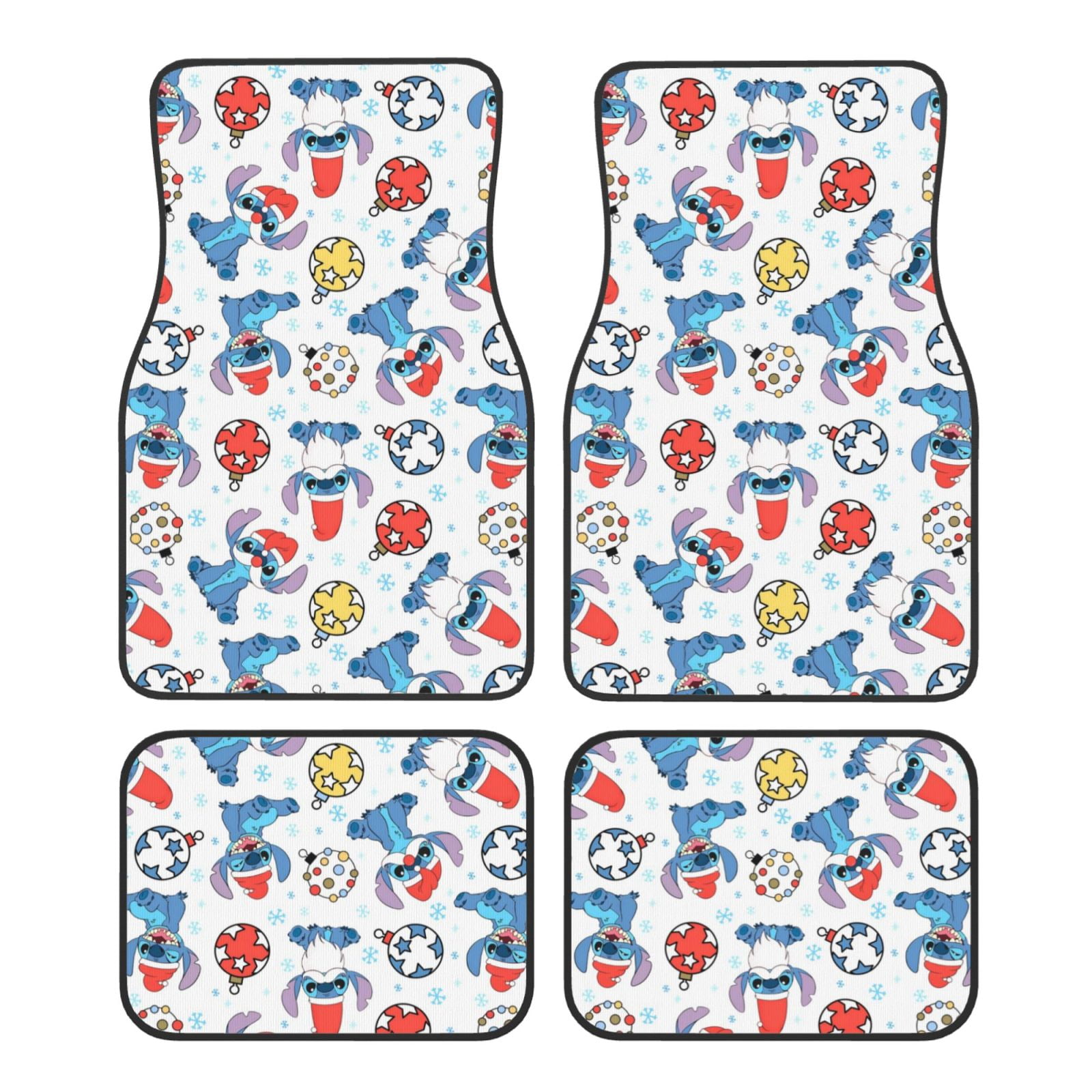 Stitch 4 Piece Car Floor Mats for Front & Rear Anime Cartoon AllSeason