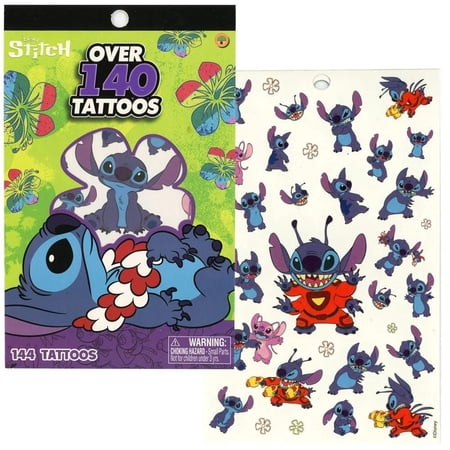 Stitch 4 Sheet Tattoo Book with Over 140 Tattoos, 2-Piece Set