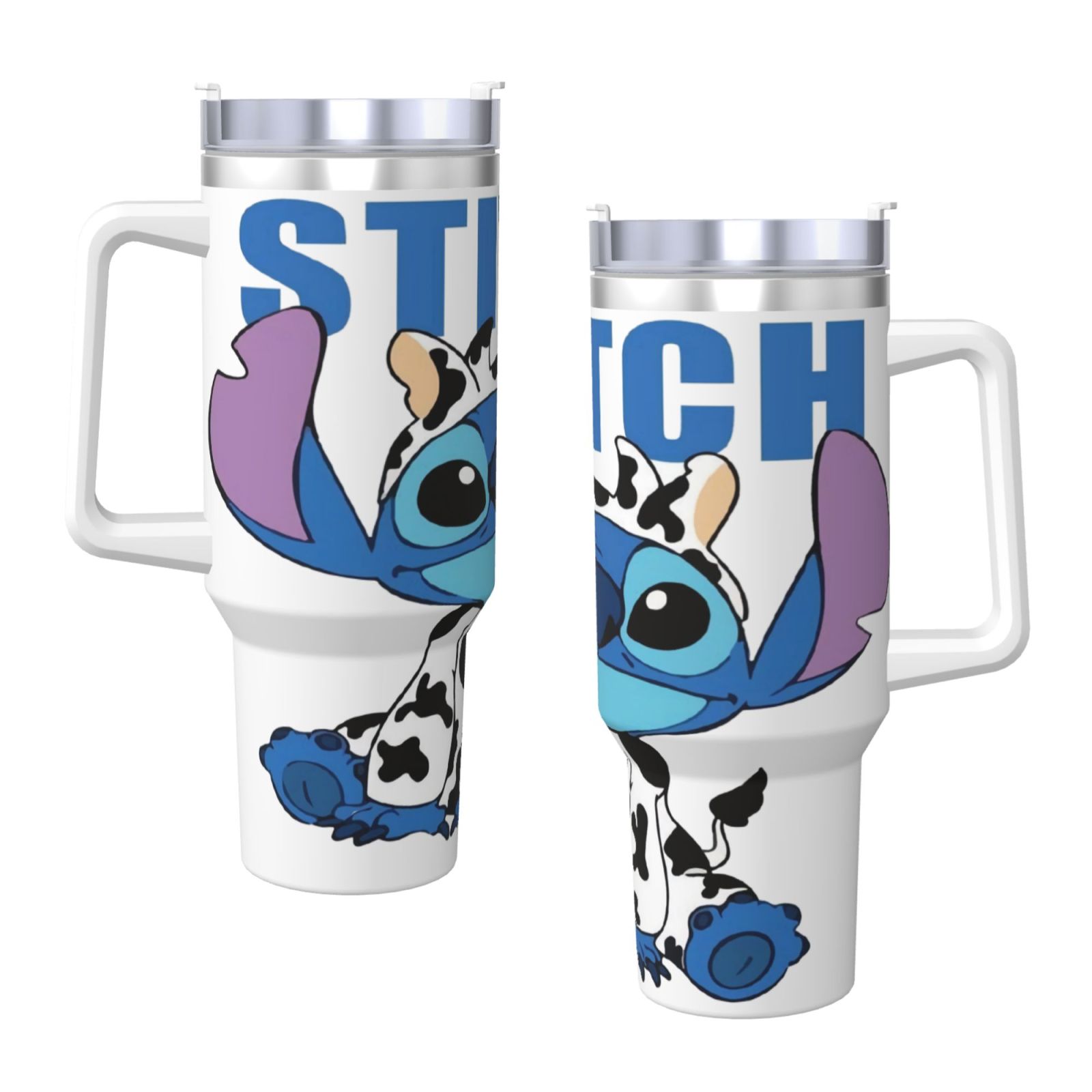 Stitch 40 Oz Tumbler With Handle And Straw Double Wall Stainless Steel