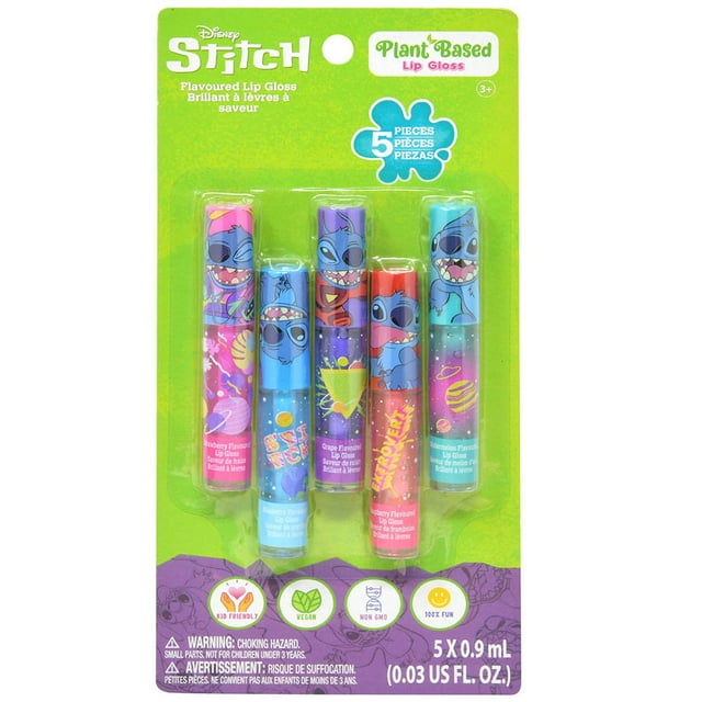 Stitch 5pk Lip Gloss on Card Non Toxic, Plant Based, Paraben Free