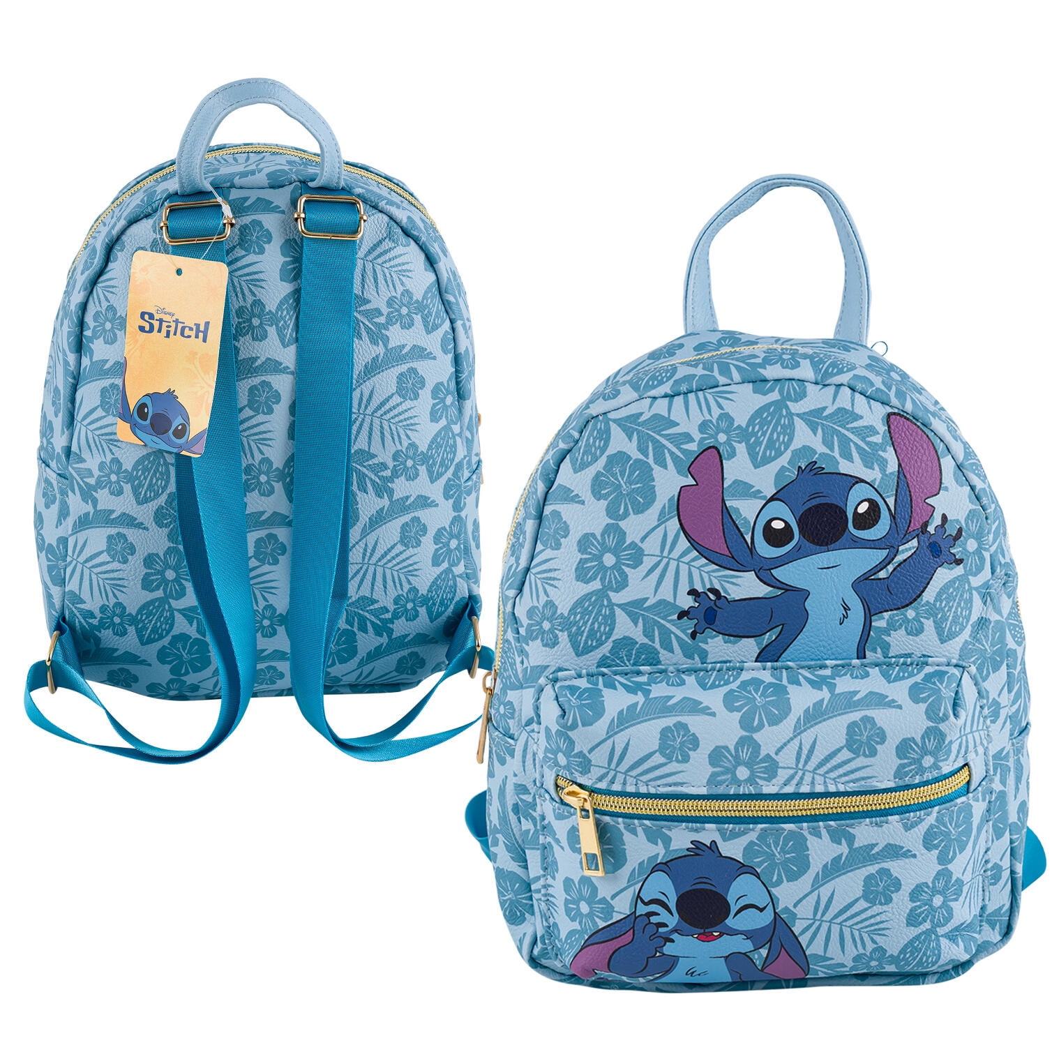 DISNEY Stitch All-Over Print 10 in PU Mini Backpack, Blue