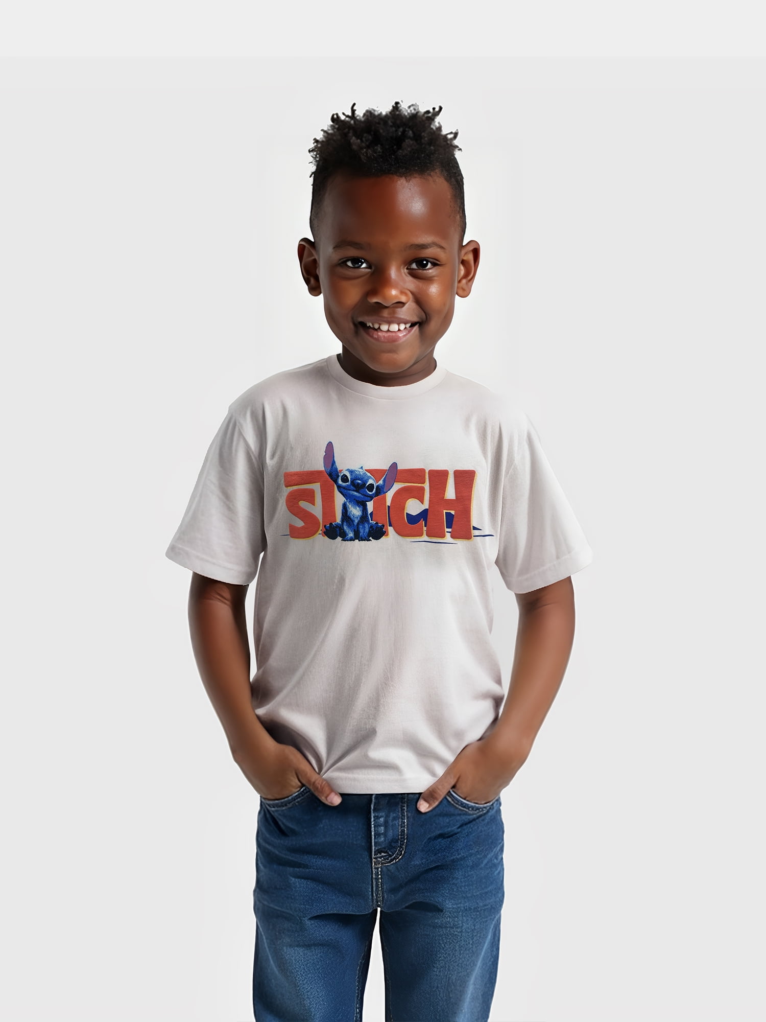 Stitch Aloha Boys Graphic Print Tee with Short Sleeves