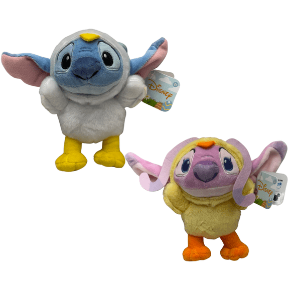 Stitch & Angel Chick Clip-On Plush Set, Easter Character Clip-On Toys (2-Pack)