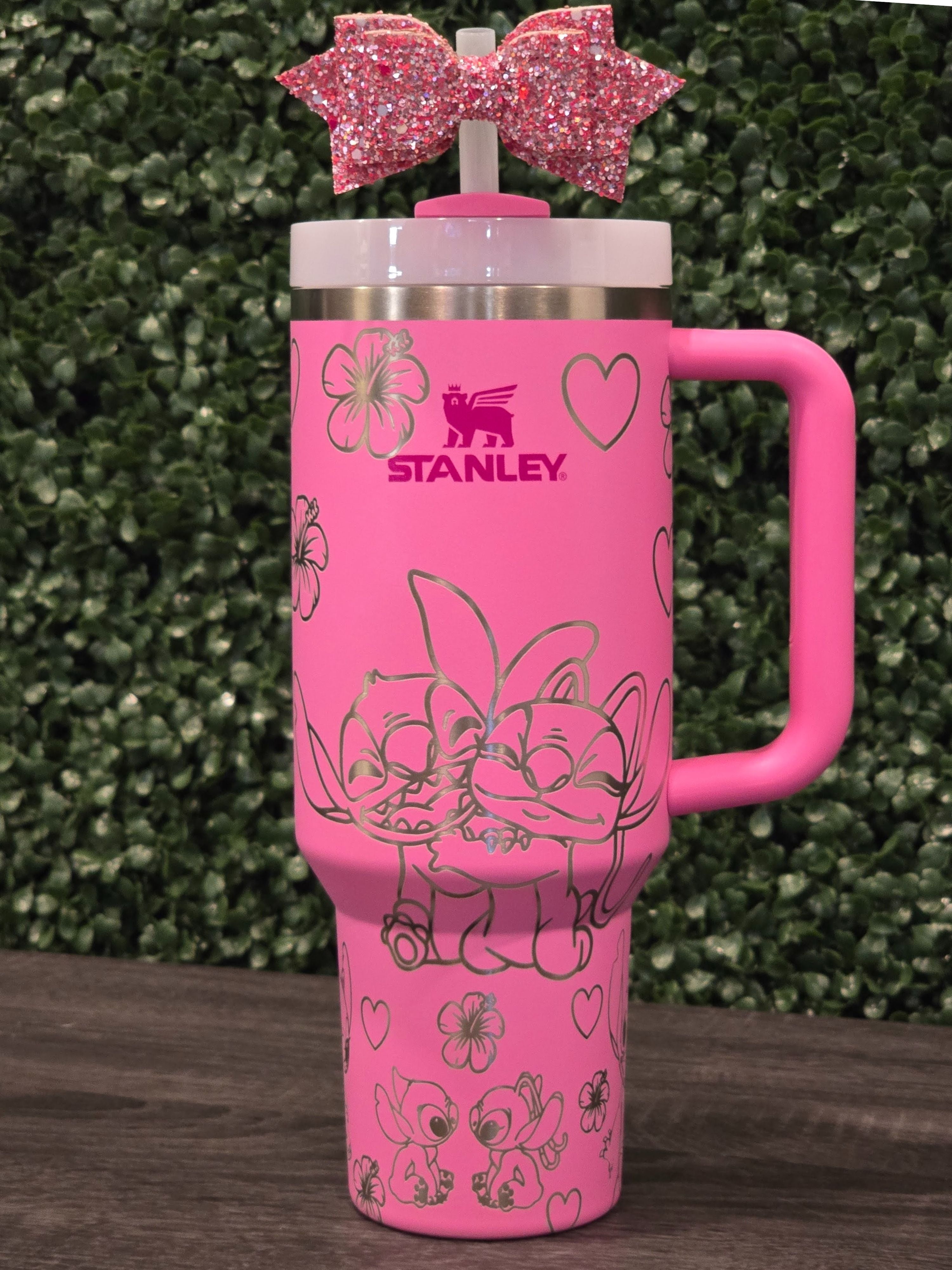 Lilo & Stitch Stanley Cup 40oz | Peony Pink Tumbler | Angel & Stitch Custom Laser Engraved Quencher