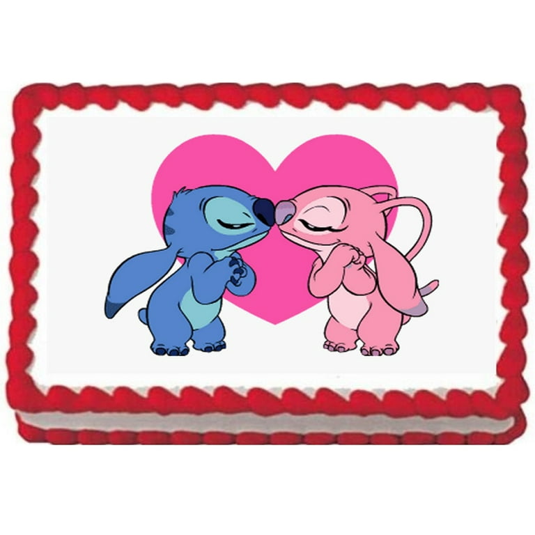 Stitch Angel Love Image Edible Cake Topper Frosting Sheet