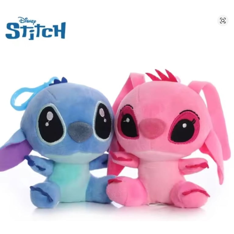 Stitch & Angel Plush Keychain Set – 2-Pack Backpack Clips 12cm