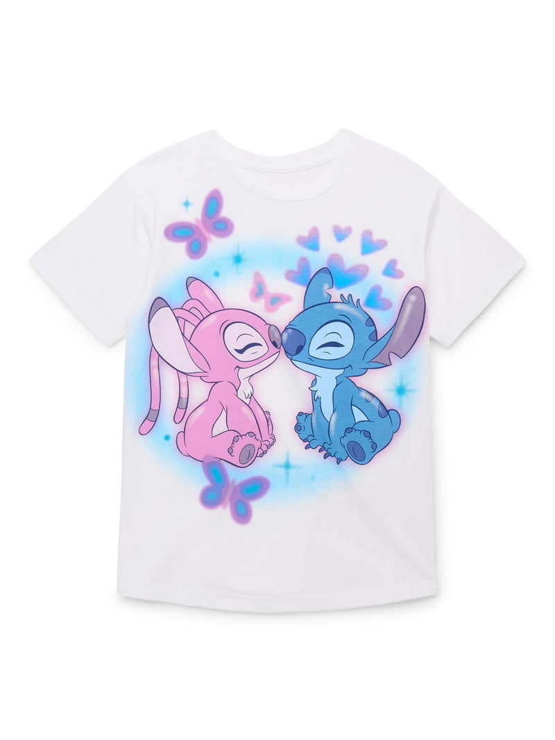 Disney Lilo Stitch Angels of My Heart Girls Short Sleeve Graphic