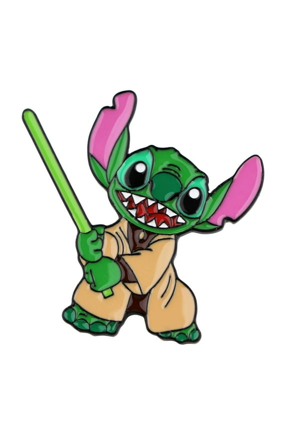 Stitch As Jedi Knight 1.25 Inches Tall Enamel Metal Pin