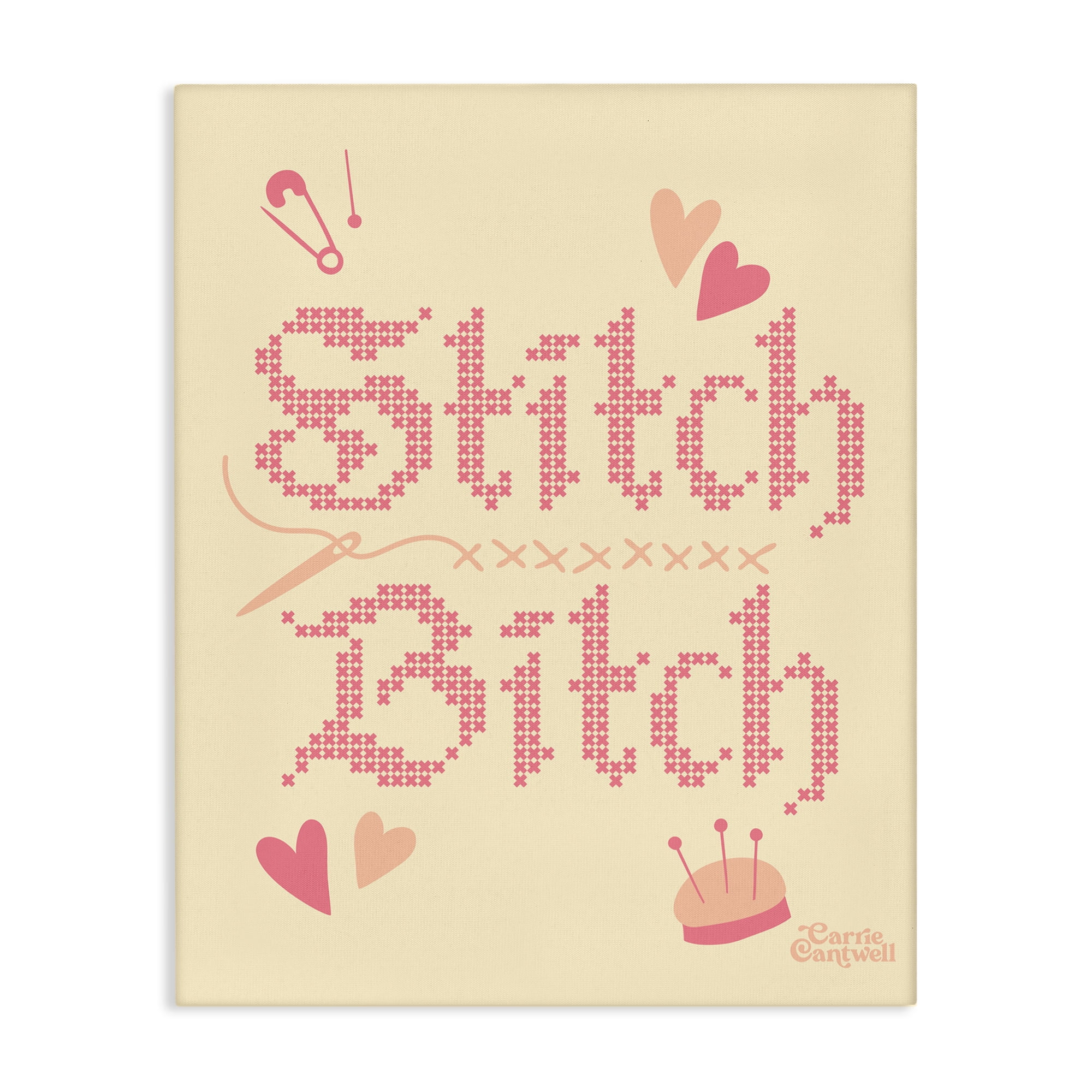 Stitch B*tch Embroidery Craft Canvas Wall Art, design by Carrie Cantwell