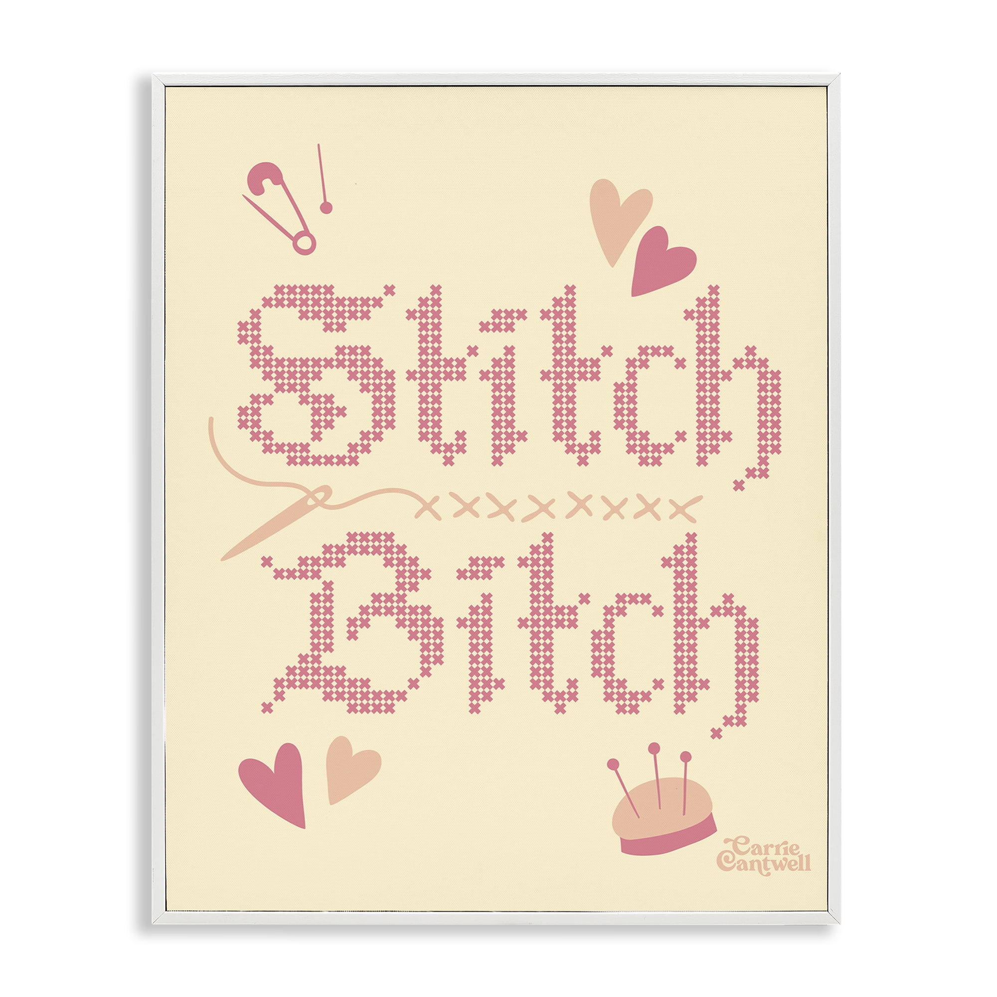 Stitch B*tch Embroidery Craft White Framed Giclee Art, design by Carrie Cantwell