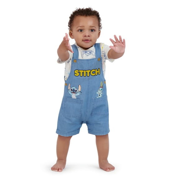 Stitch Baby Boy Shortall Set, Sizes 0/3 Months-24 Months