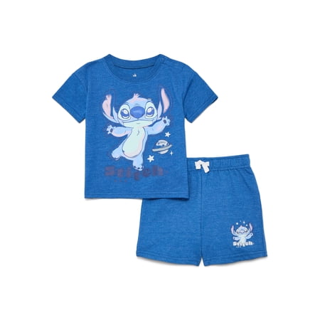 Stitch Baby Boys' Short Sleeve Graphic Tee and Shorts Set, 2-Piece, Sizes 0/3M-24M