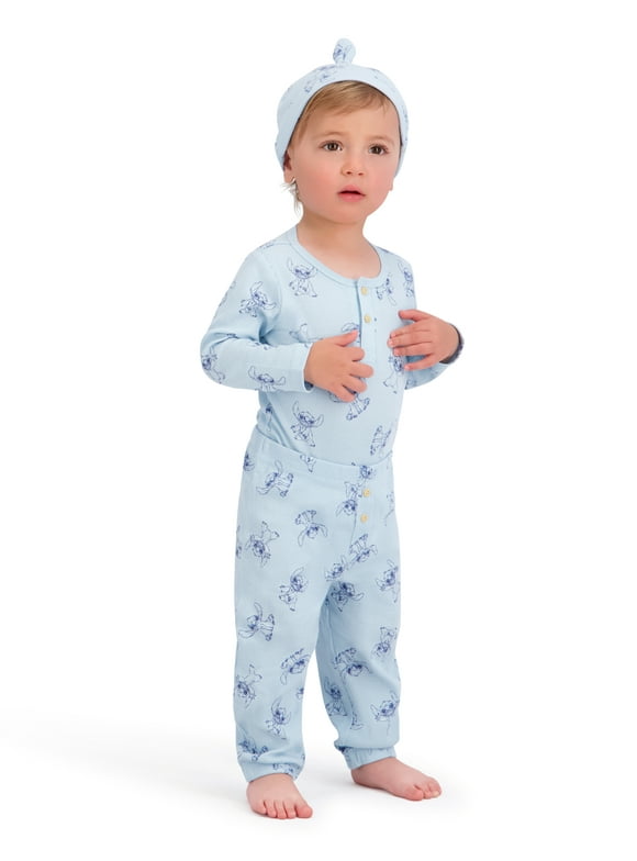 Stitch Baby Boys 3 Piece Rib Pant Set, Sizes 0-24M