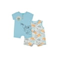 thumbnail image 1 of Stitch Baby Boys’ Cotton Romper with Short Sleeves, 2-Pack, Sizes 0/3M-24M, 1 of 2