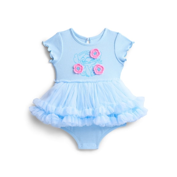 Stitch Baby Girls Graphic Tutu Dress Bodysuit with Short Sleeves, Sizes 0/3M-6/9M