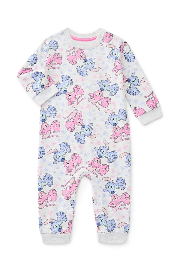 Baby Allover Print Romper with Long Sleeves, Sizes 0/3M-24M