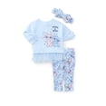 thumbnail image 1 of Stitch Baby Girls Graphic Tulle Sweatshirt and Printed Leggings with Bow Headband Set, 3-Piece, Sizes 0/3M-24M, 1 of 10