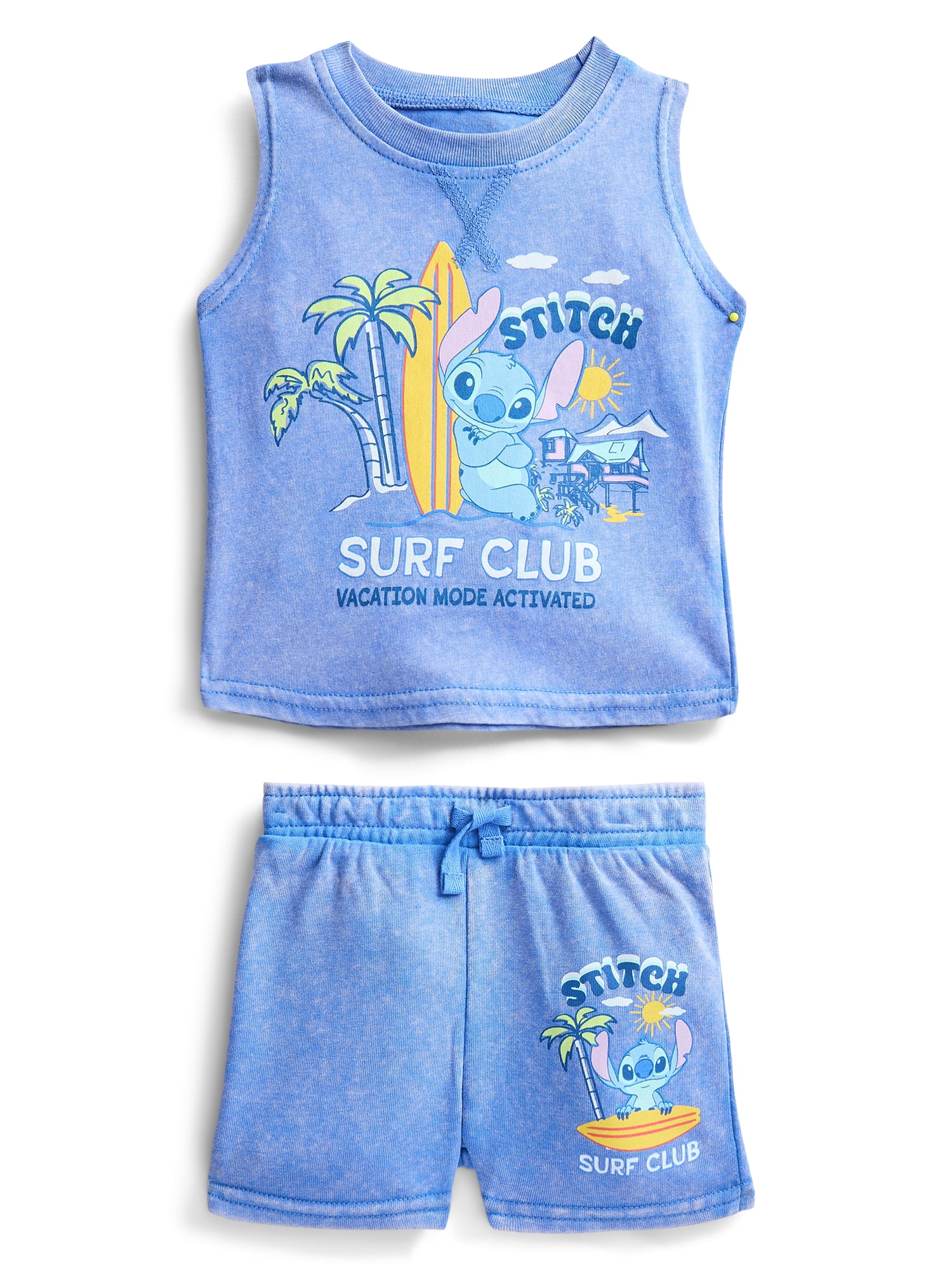 Stitch Baby Boys Sleeveless Graphic Tank Top and Shorts Set, 2-Piece, Sizes 0/3M-24M