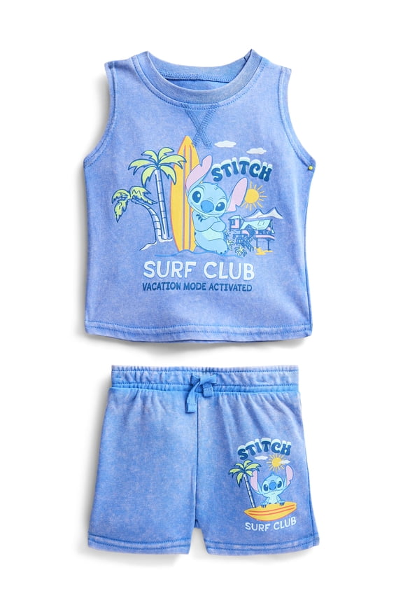 Disney Stitch Baby Boys Sleeveless Graphic Tank Top and Shorts Set, 2-Piece, Sizes 0/3M-24M