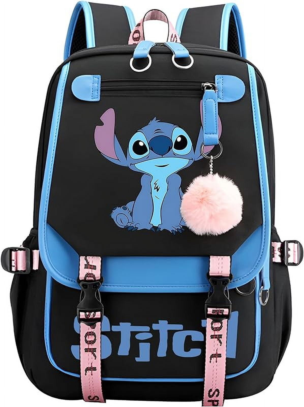 Stitch Backpack Anime Cartoon School Backpack with USB Charging Port Cute Travel Backpack Laptop Bag Cosplay Bookbag