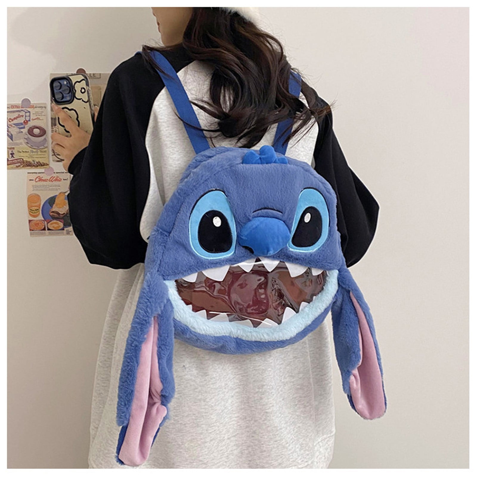Stitch Bags For Gifts Stitch Backpack Plush Backpack Cute Mini Furry Backpack Cartoon Small Backpack Anime Blue Simple Bag Backpack Gift
