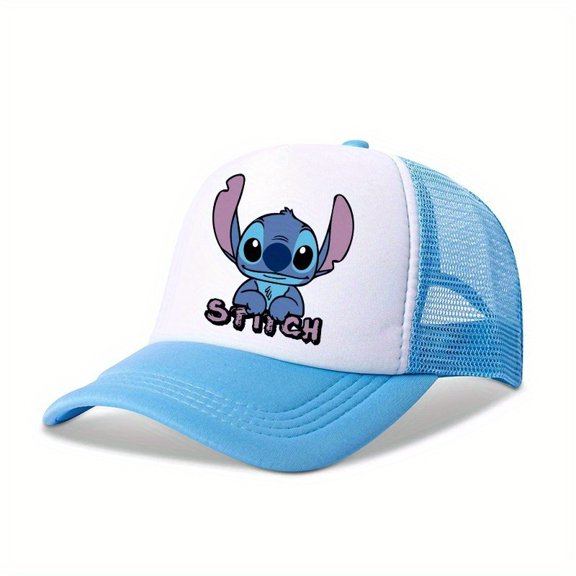 Stitch Baseball Cap,Cute Cartoon Mesh Cap,Breathable Summer Sun Hat with Adjustable Strap,Perfect for Beach,Park
