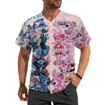 thumbnail image 1 of Stitch Baseball Jersey Button Down Personalized T-shirt Sports Fans Print Tee for Women Men 3XL, 1 of 6