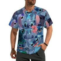 Stitch Baseball Jersey Button Down Personalized T-shirt Sports Fans Print Tee for Women Men XS