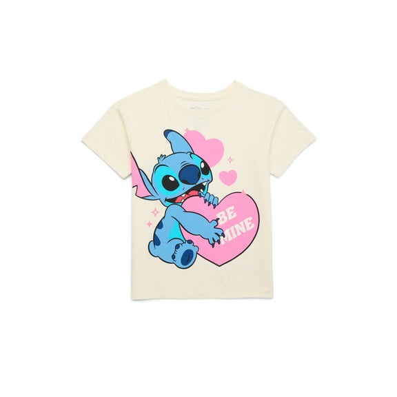 Stitch Be Mine Girls Valentine's Day Short Sleeve Graphic Tee, Sizes 4-16