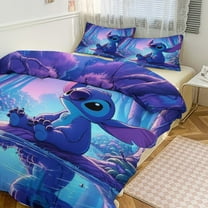 Stitch Bedding Set Anime Three-piece for Boys Girls Teens Queen